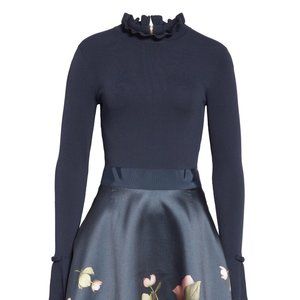 ted baker seema arboretum knitted bodice dress